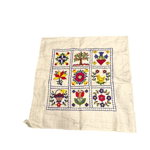 Handmade Needlepoint Embroidery Sampler Wall Hanging‎ Pillow Cover - Unmade - Picture 10 of 11